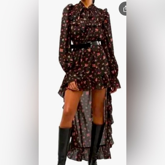 NWT WeWoreWhat Floral Hi Low Black Dress size XS - Picture 1 of 10